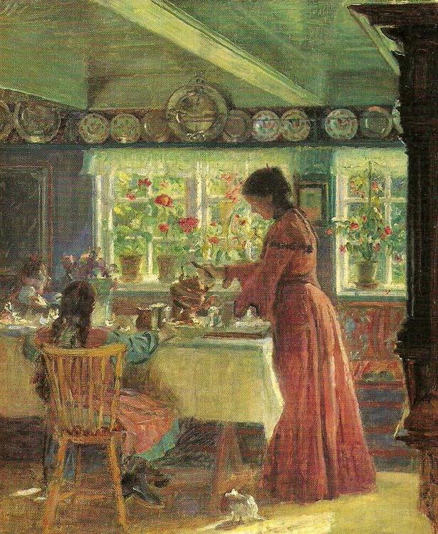 Laurits Tuxen morgenkaffen skaenkes china oil painting image